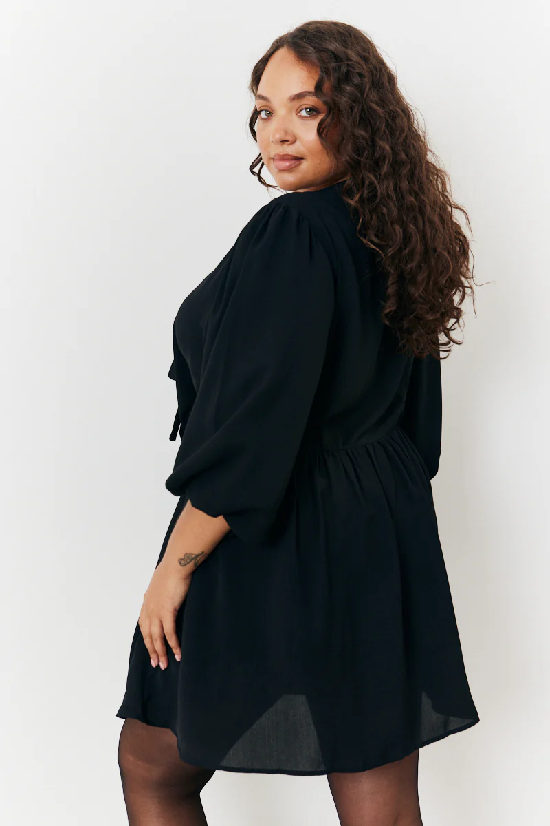 Puff Sleeve Bow Detail Mini Dress - Image 8