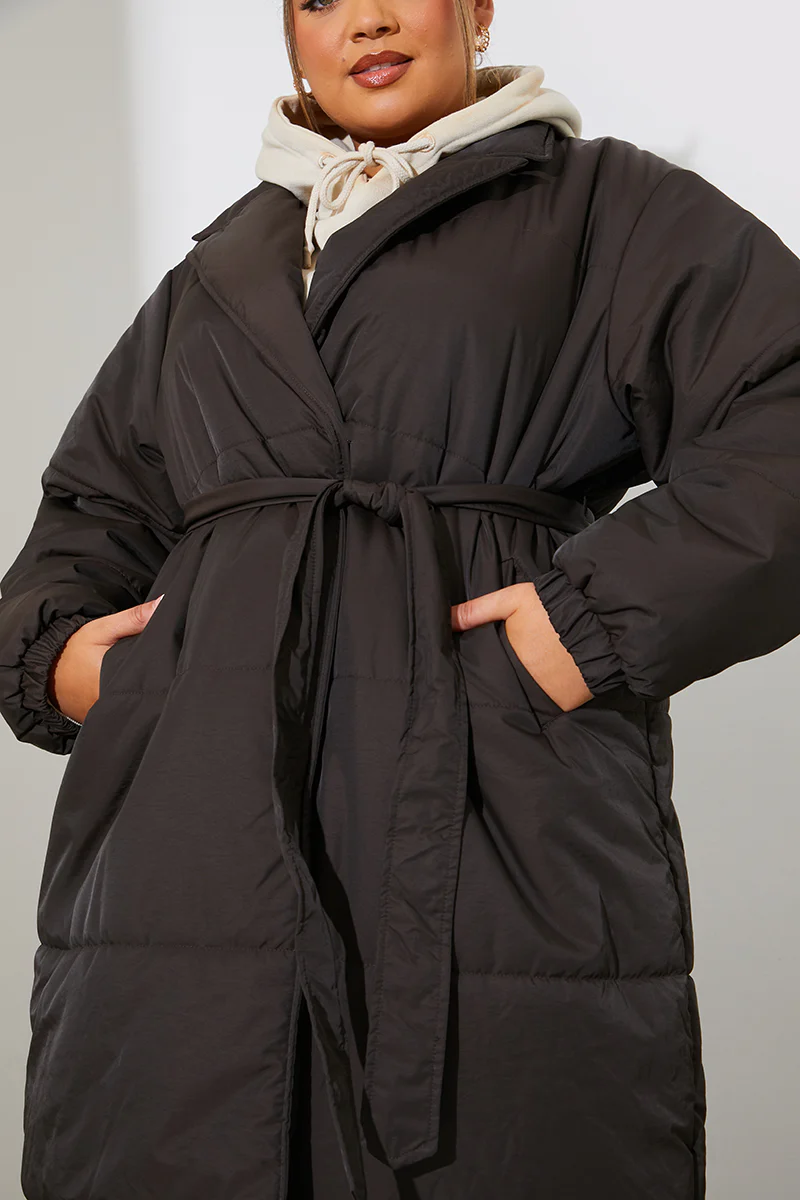Quilted Wrap Puffer Coat - Image 10