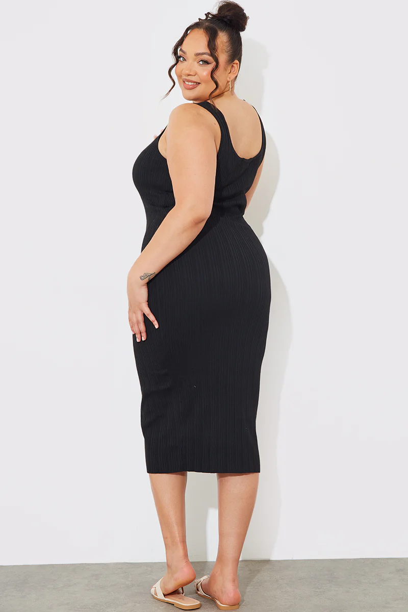 Recycled Ribbed Scoop Neck Midi Dress - Image 10