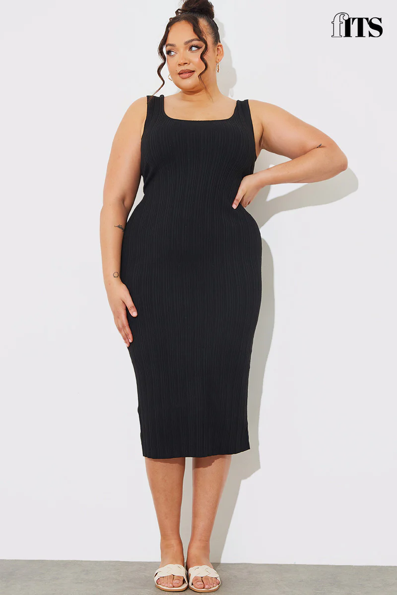 Recycled Ribbed Scoop Neck Midi Dress - Image 7