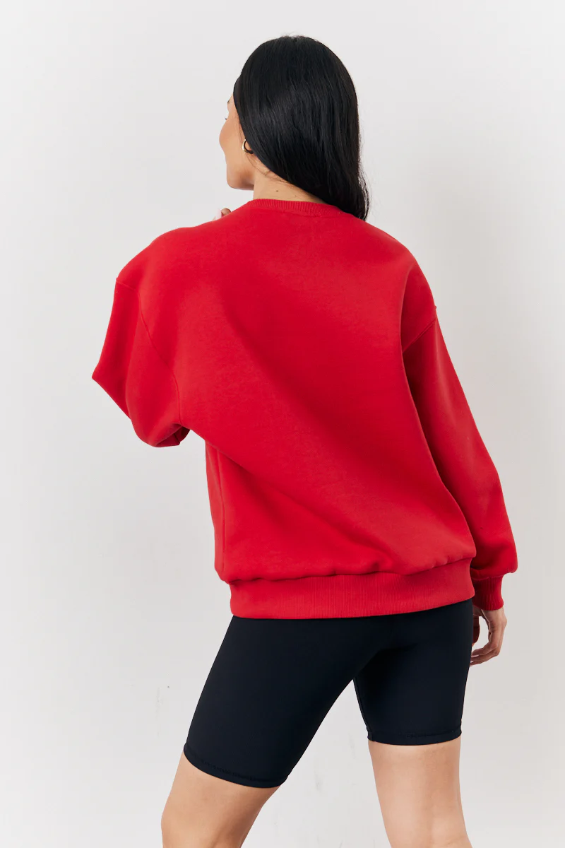 Red Fits Crew Neck Embroidered Sweatshirt - Image 4
