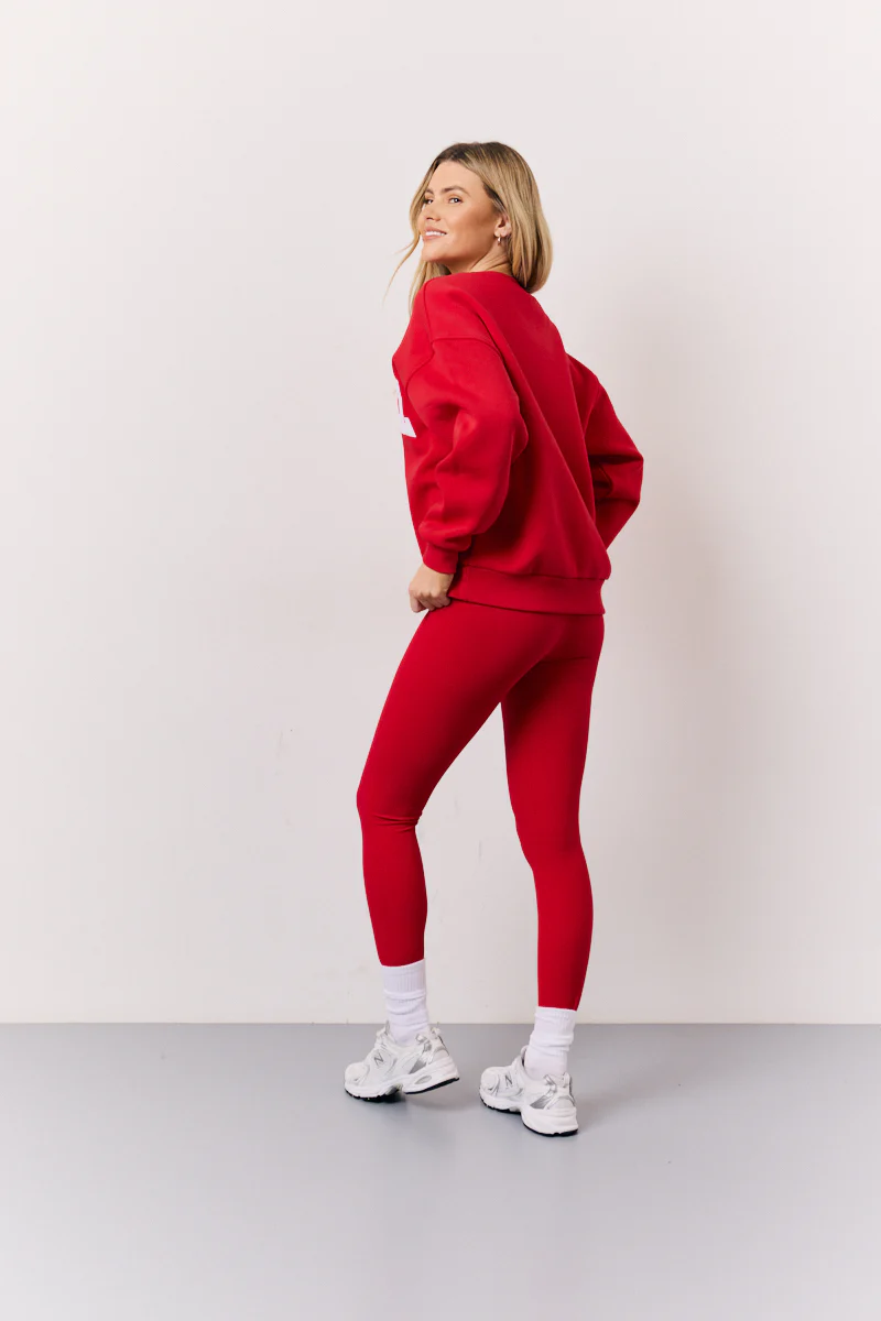 Red High Waisted Sculpt and Control Leggings - Image 2