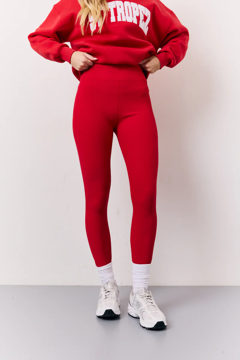 Red High Waisted Sculpt and Control Leggings - Image 3