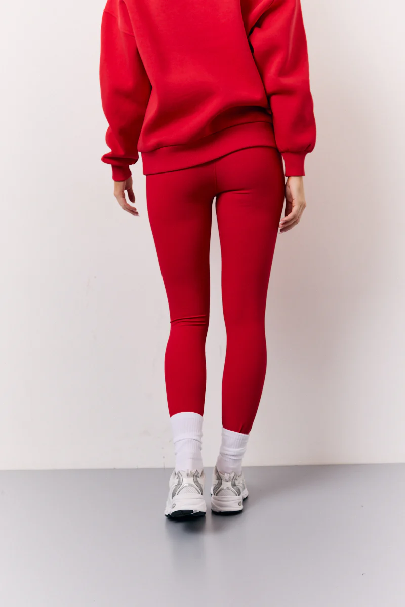 Red High Waisted Sculpt and Control Leggings - Image 4