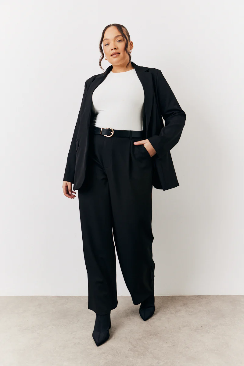 Black Relaxed Pocket Detail Blazer - Image 6