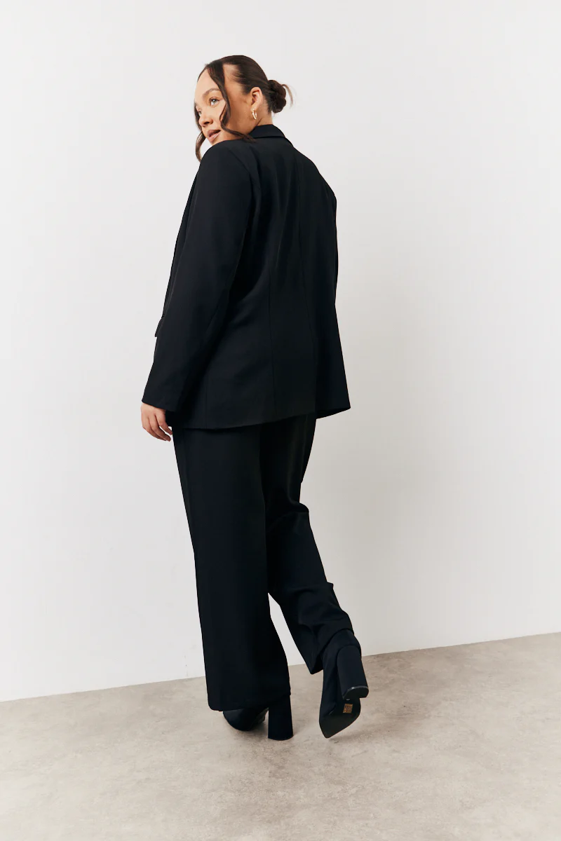 Black Relaxed Pocket Detail Blazer - Image 8