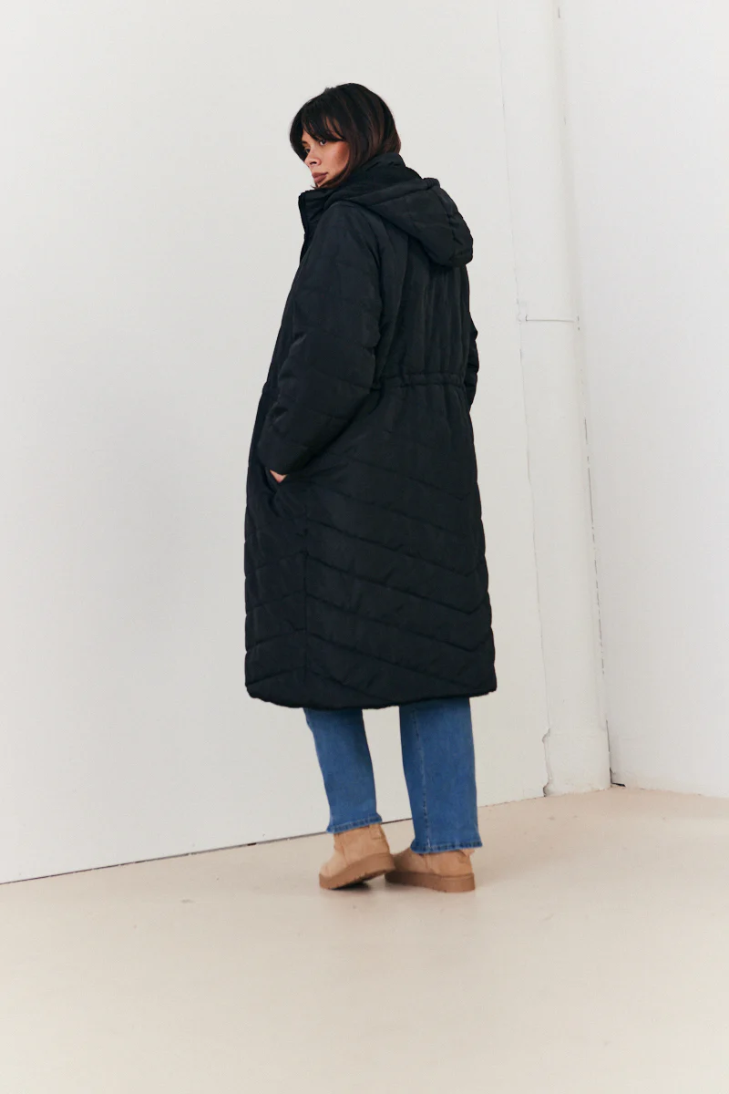 Recycled Reversible Longline Borg Puffer Coat - Image 10