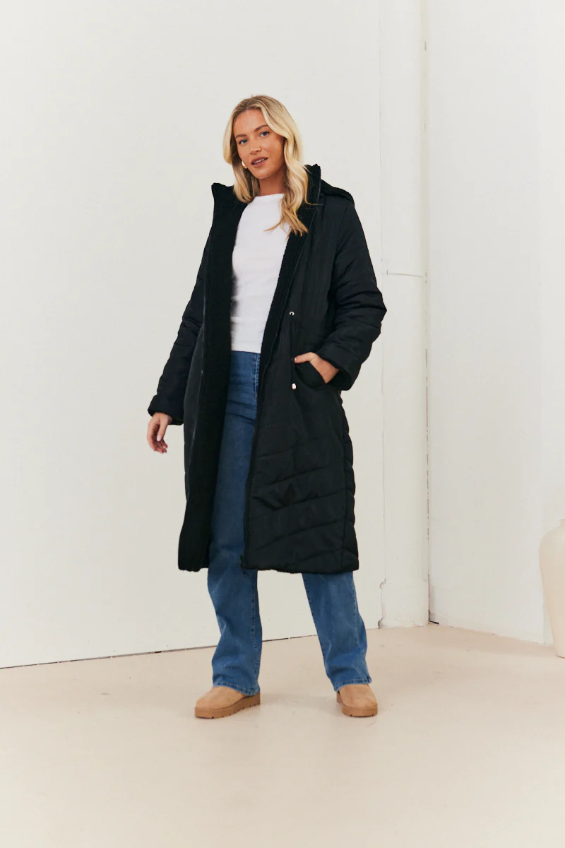 Recycled Reversible Longline Borg Puffer Coat - Image 2
