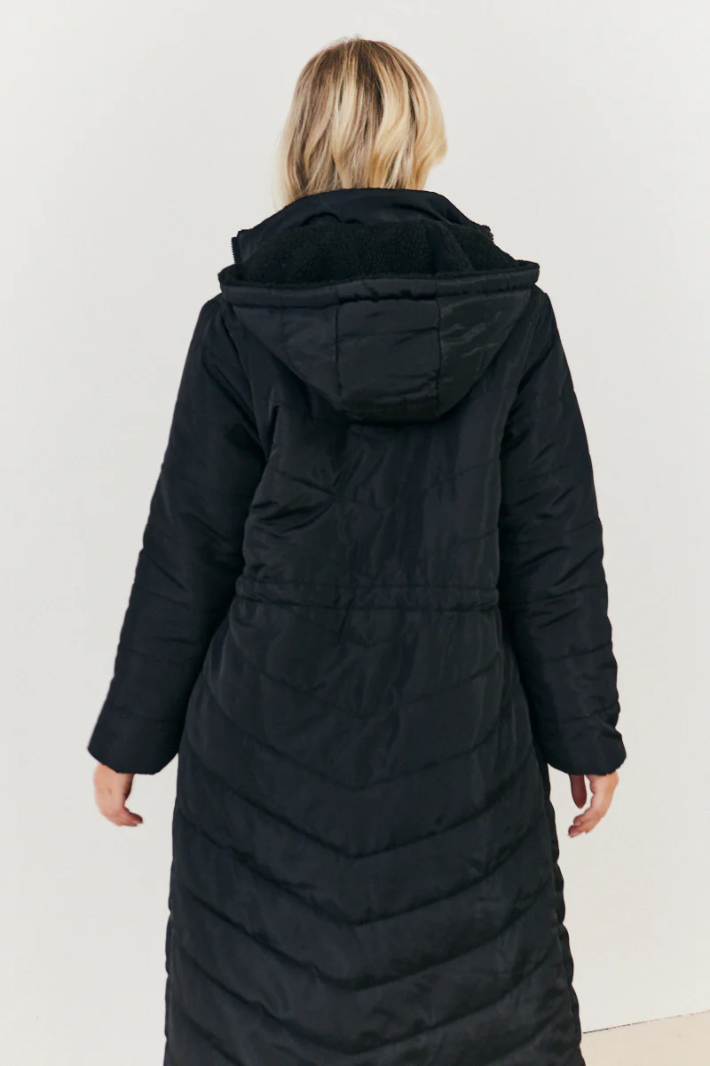 Recycled Reversible Longline Borg Puffer Coat - Image 5