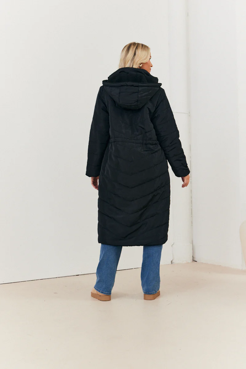 Recycled Reversible Longline Borg Puffer Coat - Image 6