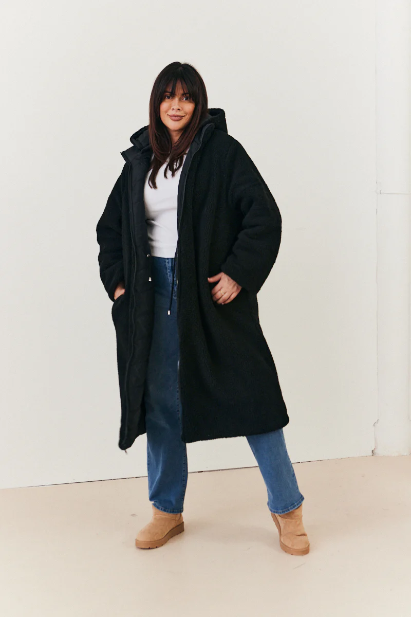 Recycled Reversible Longline Borg Puffer Coat - Image 9