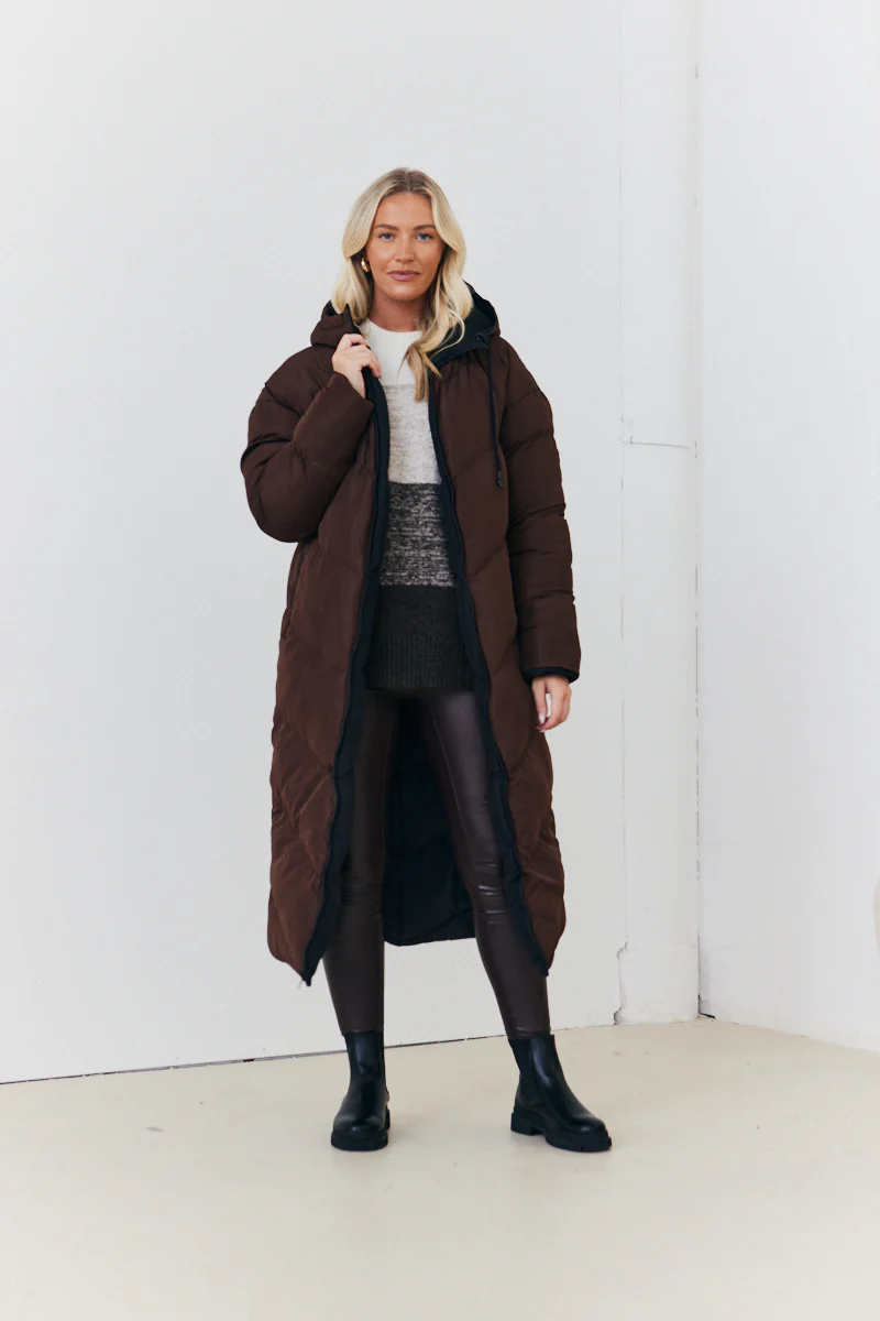 Reversible Hooded Longline Puffer Coat - Image 10