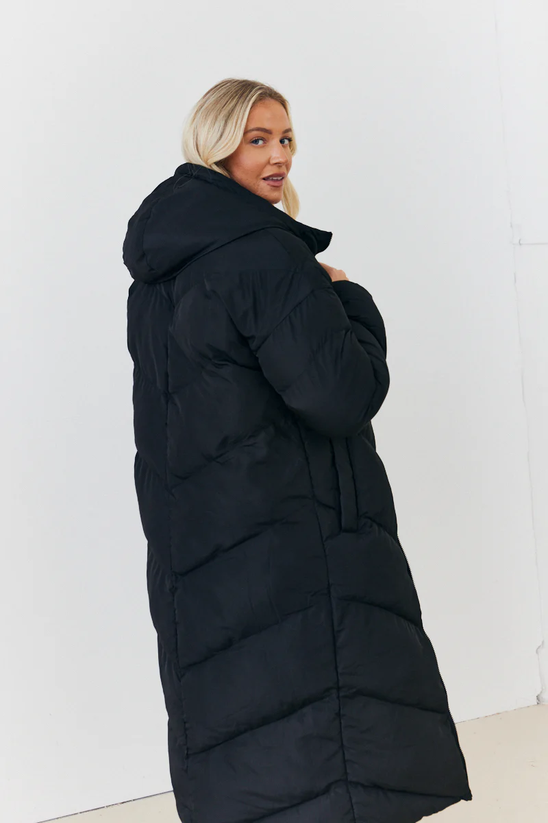 Reversible Hooded Longline Puffer Coat - Image 12