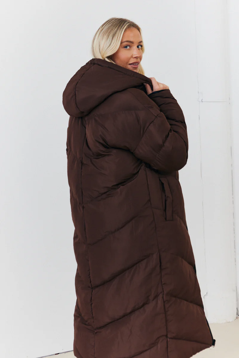 Reversible Hooded Longline Puffer Coat - Image 13