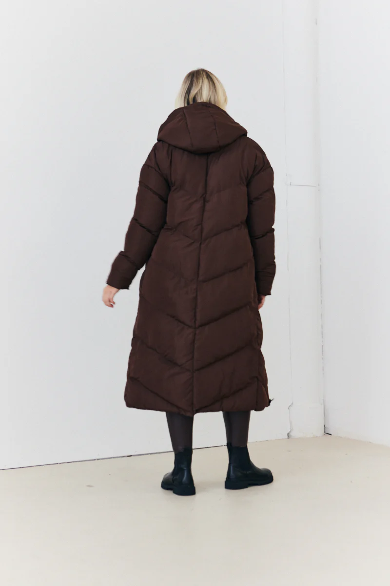 Reversible Hooded Longline Puffer Coat - Image 14