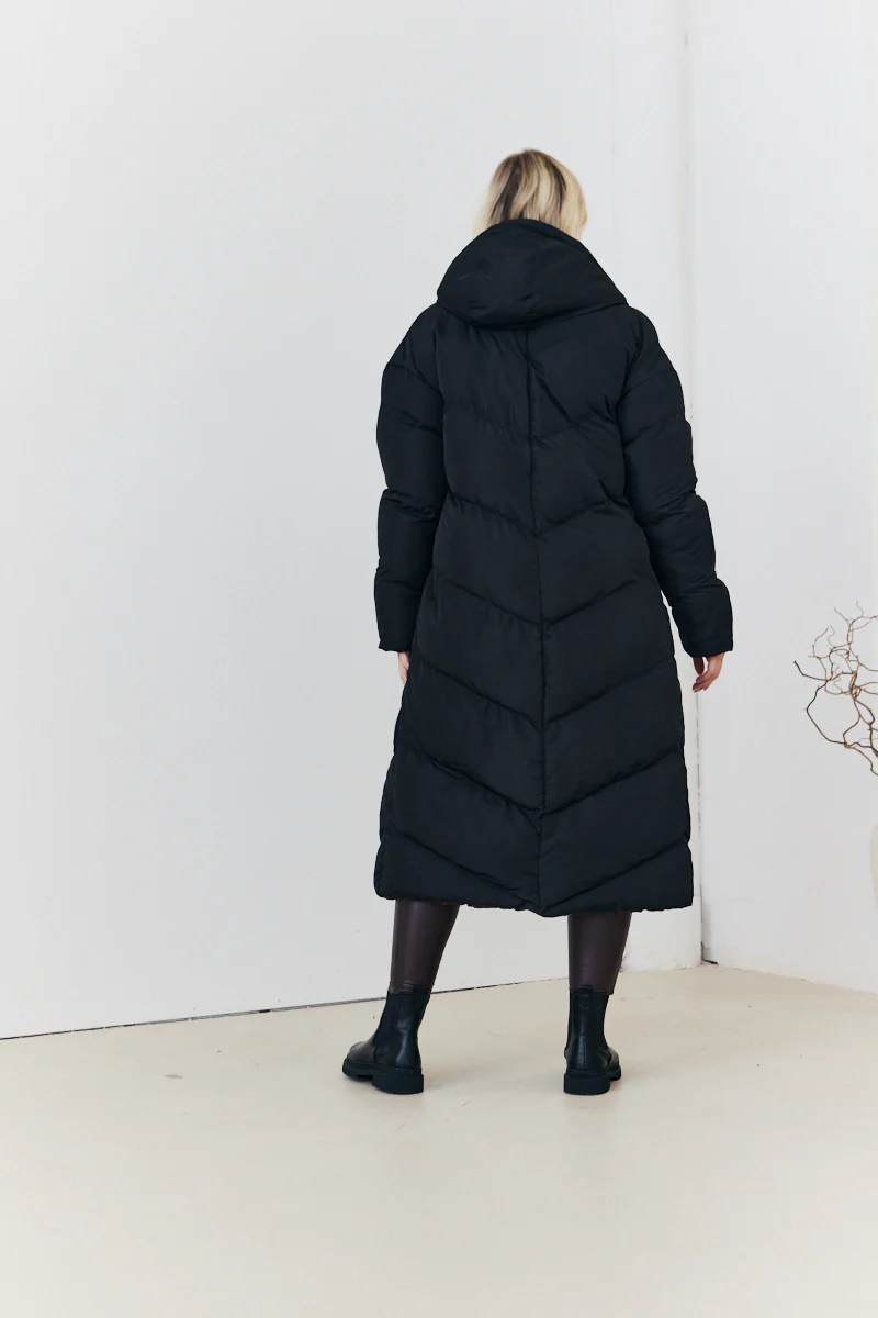Reversible Hooded Longline Puffer Coat - Image 15