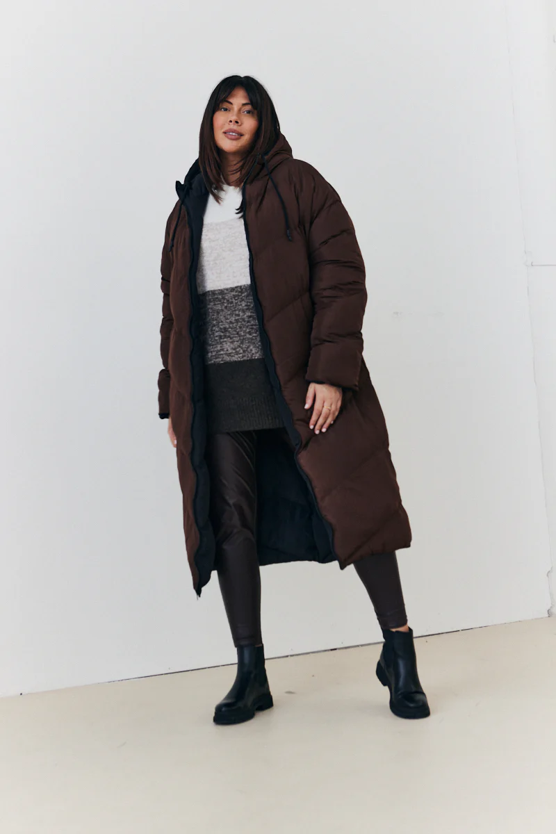 Reversible Hooded Longline Puffer Coat - Image 16
