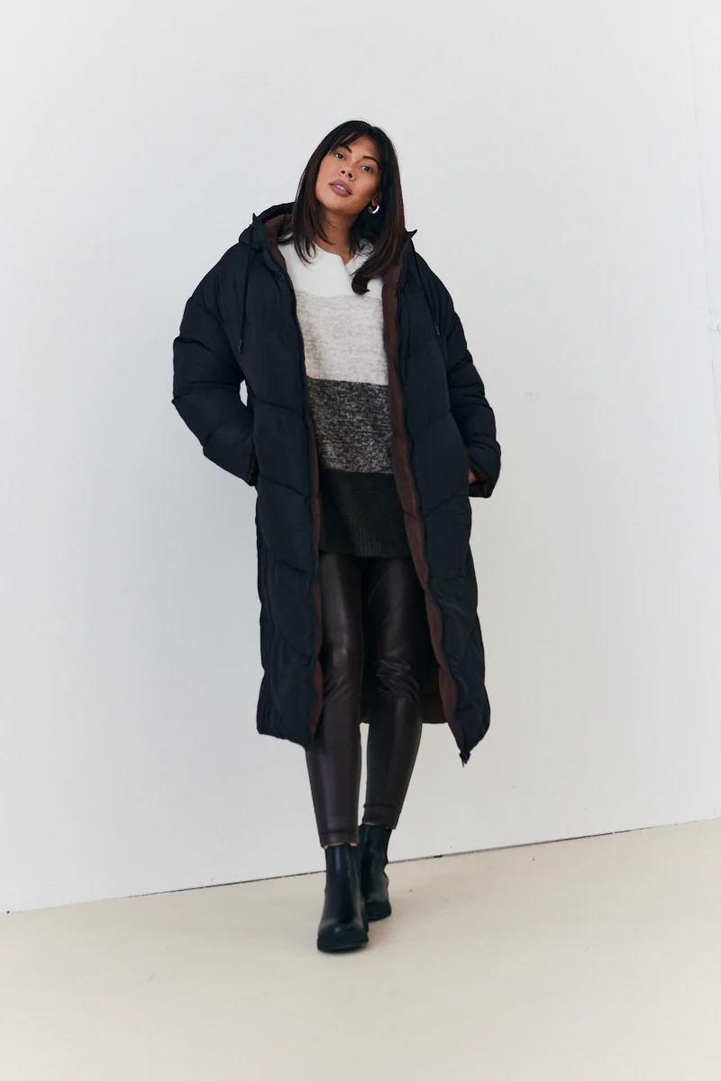 Reversible Hooded Longline Puffer Coat - Image 17