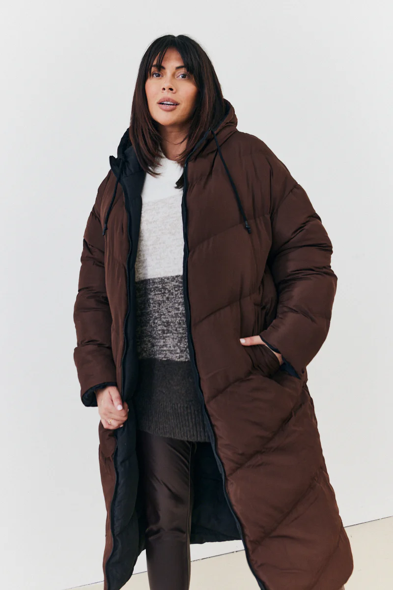 Reversible Hooded Longline Puffer Coat - Image 18