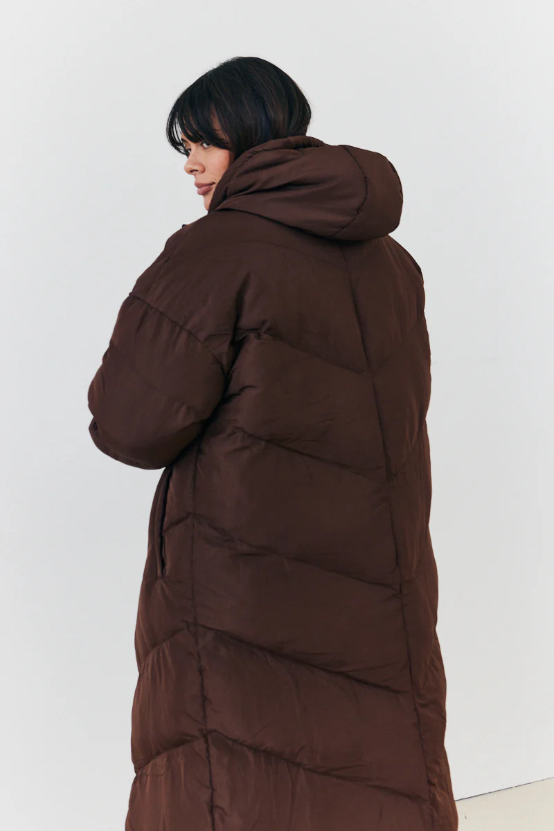 Reversible Hooded Longline Puffer Coat - Image 19