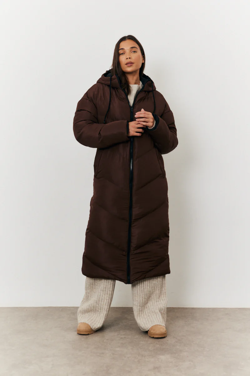 Reversible Hooded Longline Puffer Coat - Image 2
