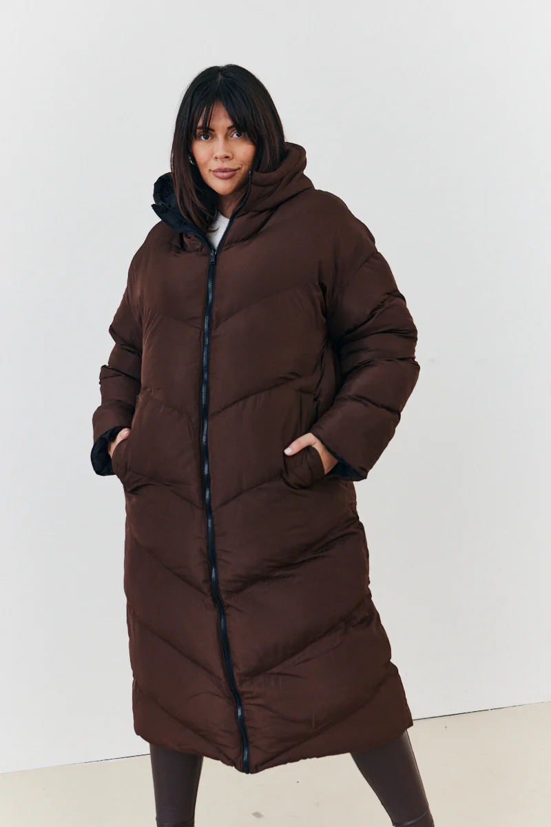 Reversible Hooded Longline Puffer Coat - Image 20