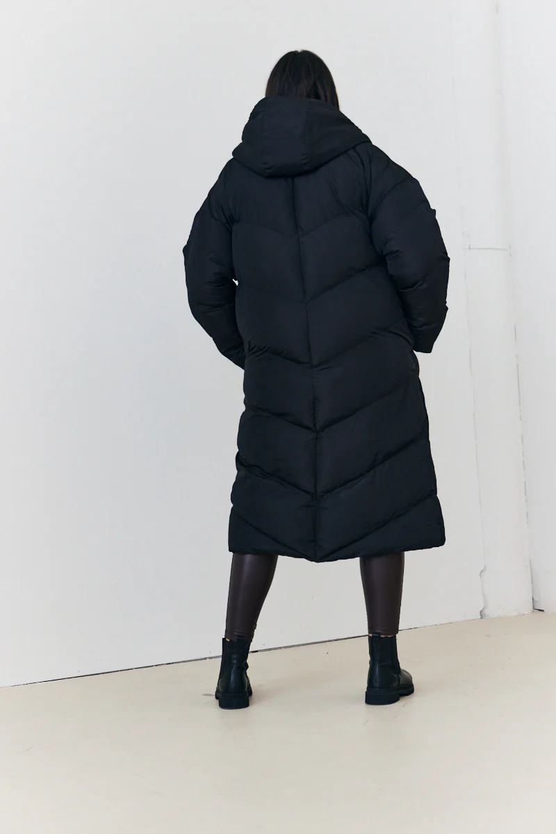 Reversible Hooded Longline Puffer Coat - Image 21