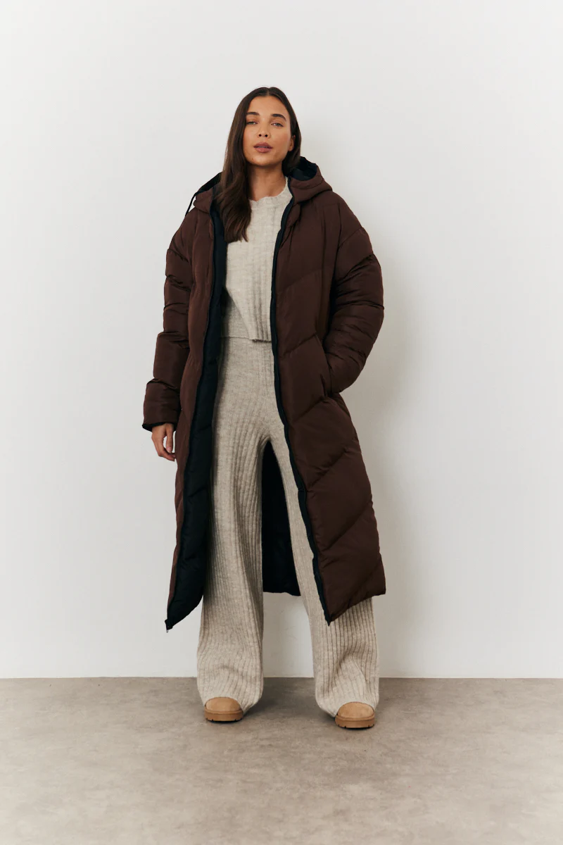 Reversible Hooded Longline Puffer Coat - Image 3