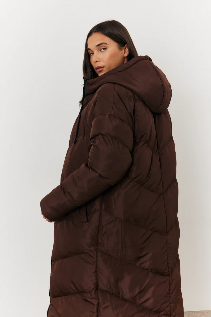 Reversible Hooded Longline Puffer Coat - Image 4