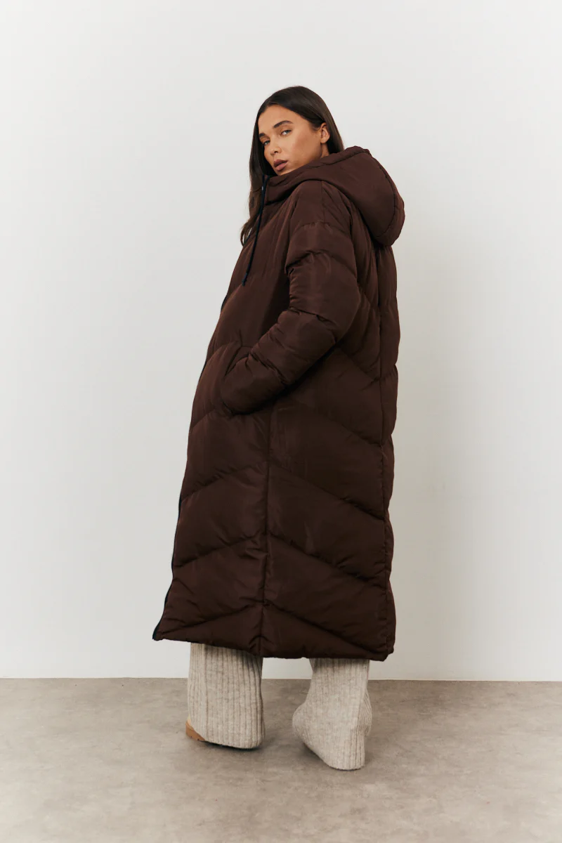 Reversible Hooded Longline Puffer Coat - Image 6