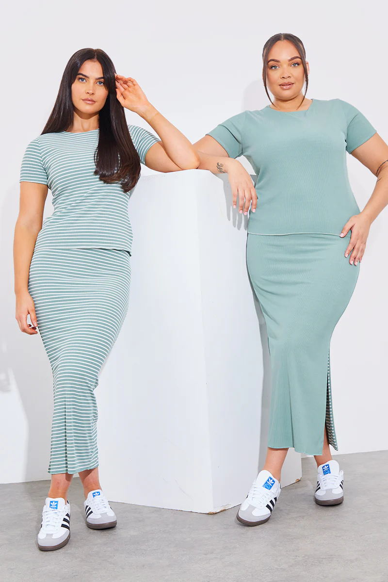 Reversible Stripe Co-Ord Midi Skirt