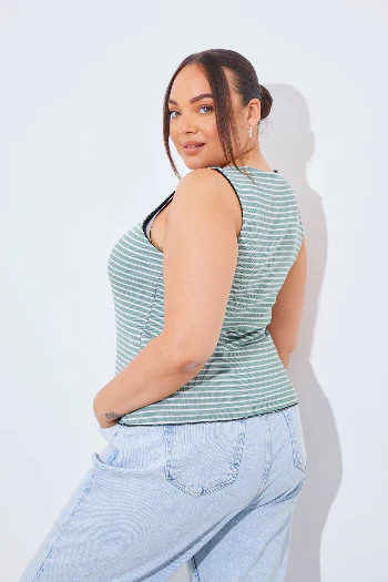 Reversible Stripe Scoop Neck Top - Image 5