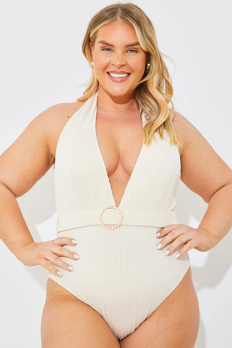 Rib Belted Halterneck Swimsuit - Image 5