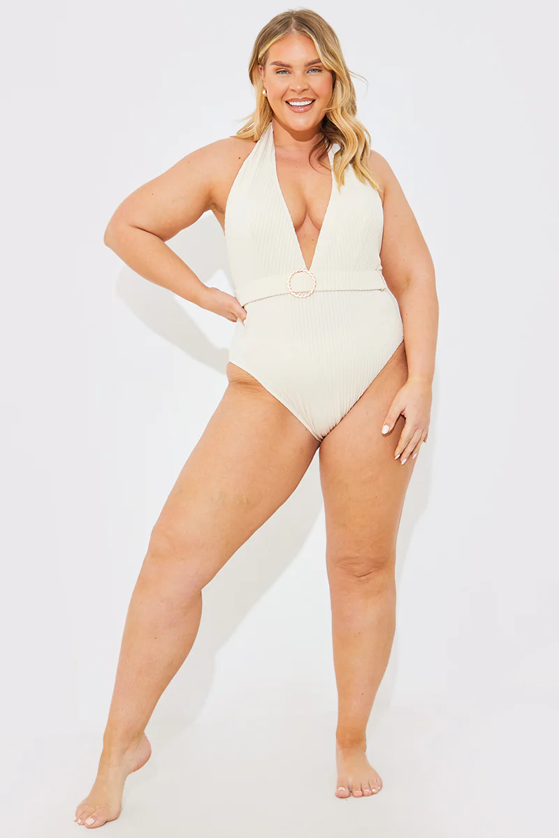 Rib Belted Halterneck Swimsuit - Image 6