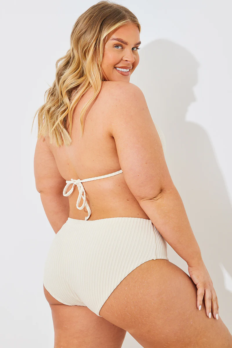 Rib Double Strap Detail Triangle Bikini Top - Image 8
