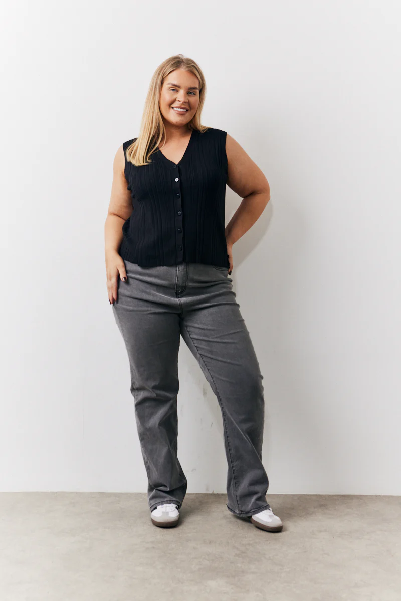 Rib Knit Button Up Co Ord Waistcoat - Image 6