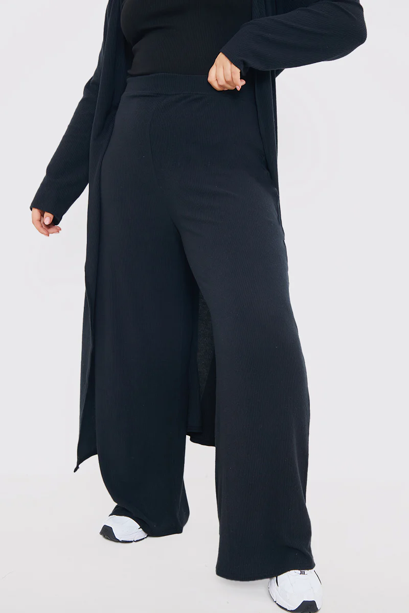 Rib Wide Leg Trousers - Image 2