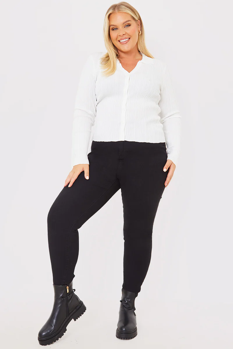 Ribbed CollaFitted Cardigan - Image 4