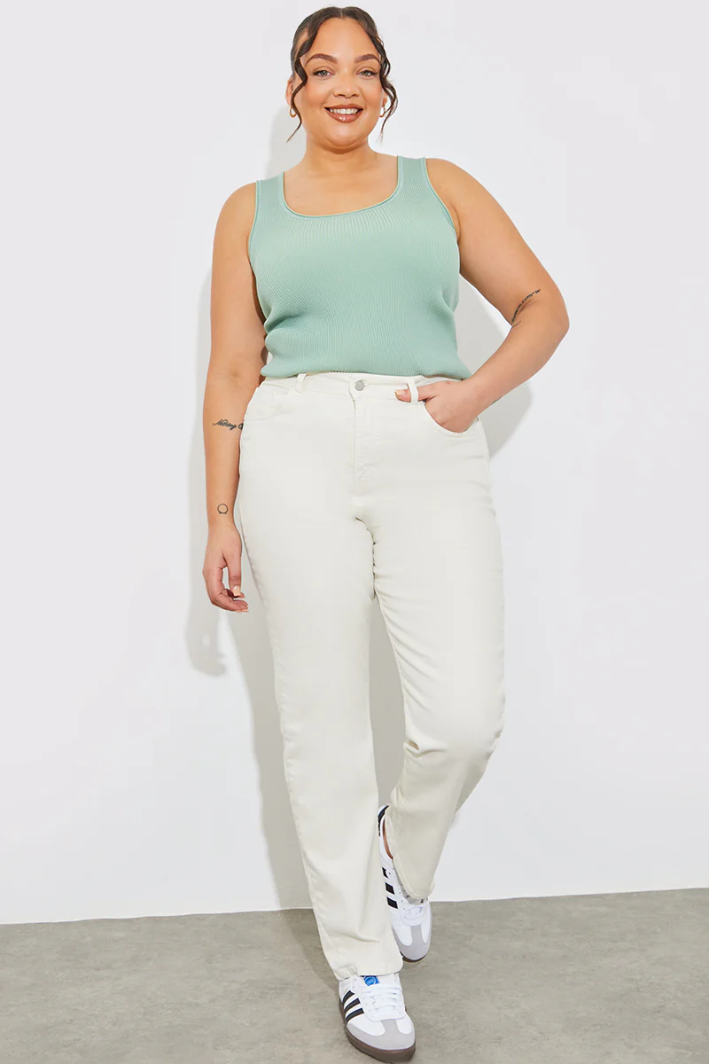 Rib Knit Scoop Neck Top - Image 4