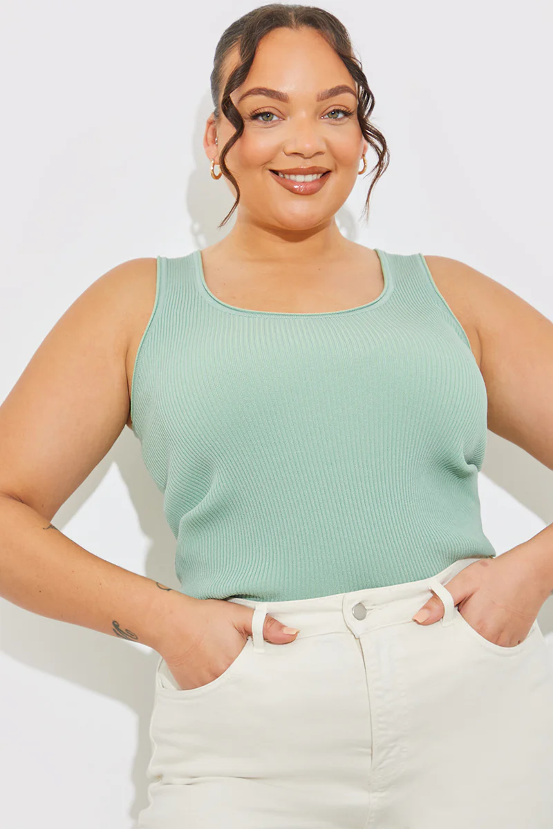 Rib Knit Scoop Neck Top - Image 7