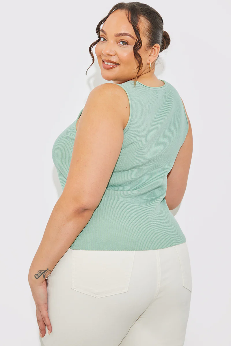 Rib Knit Scoop Neck Top - Image 9