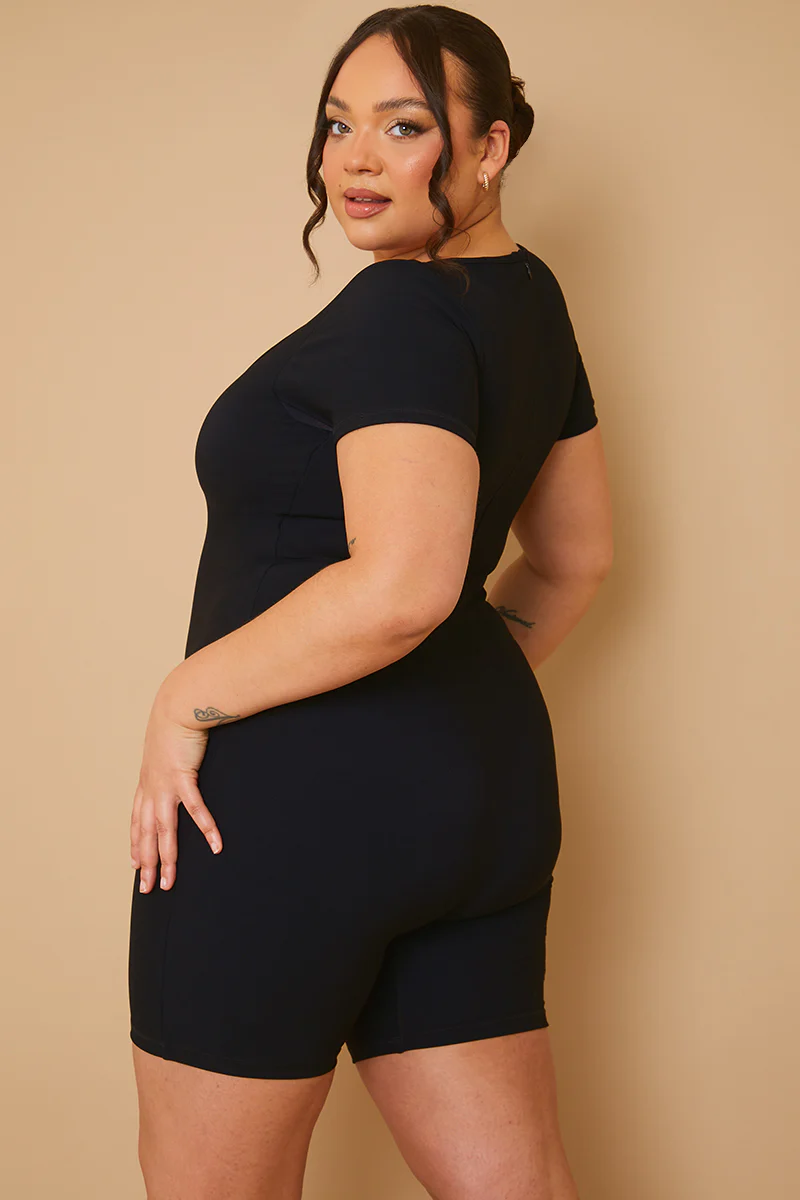 Built-In Bra Short Sleeve Sculpt and Control Short Unitard - Image 8