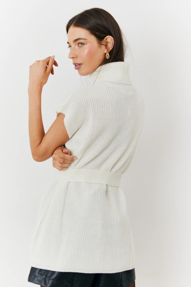 Roll Neck Belted Knit Longline Jumper - Image 3