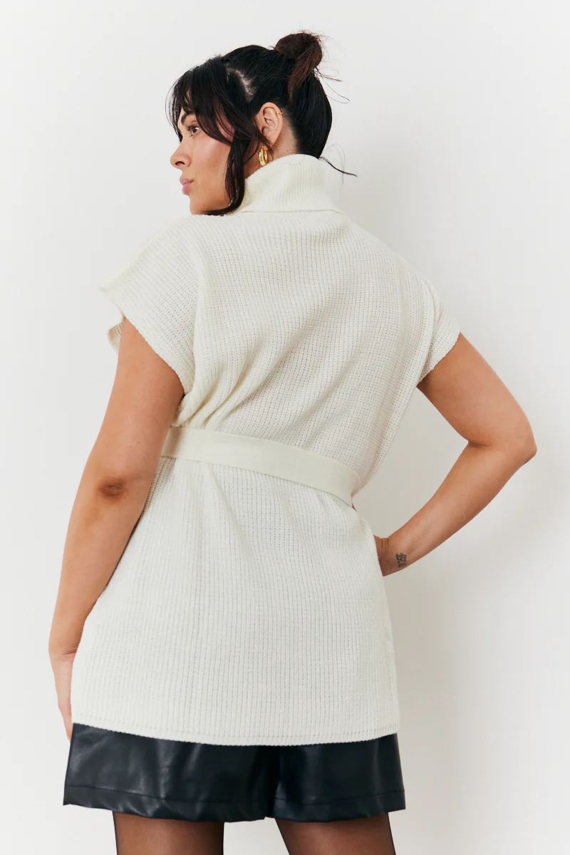Roll Neck Belted Knit Longline Jumper - Image 7