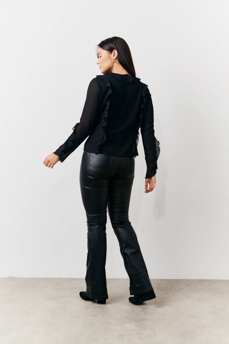 Black Ruffle Chiffon Blouse - Image 4