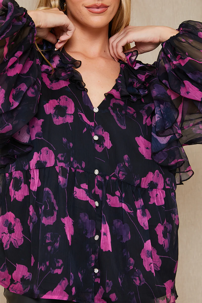 Ruffle Puff Sleeve Blouse - Image 3