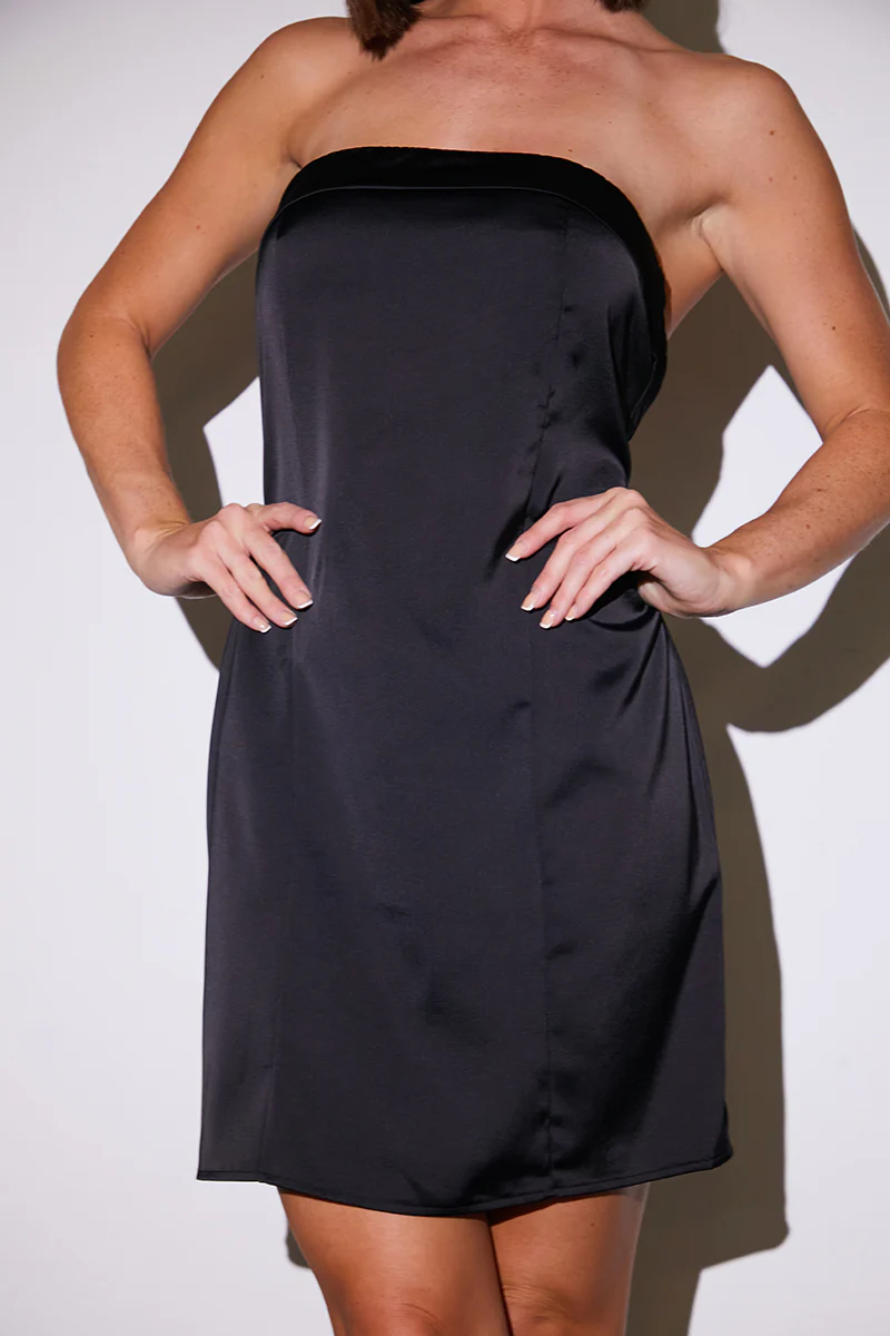 Satin Bandeau Mini Dress - Image 3