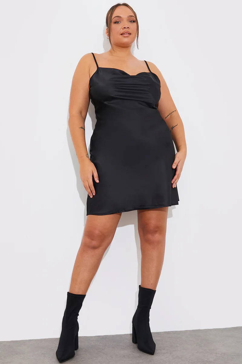 Satin Cowl Front Mini Dress - Image 6