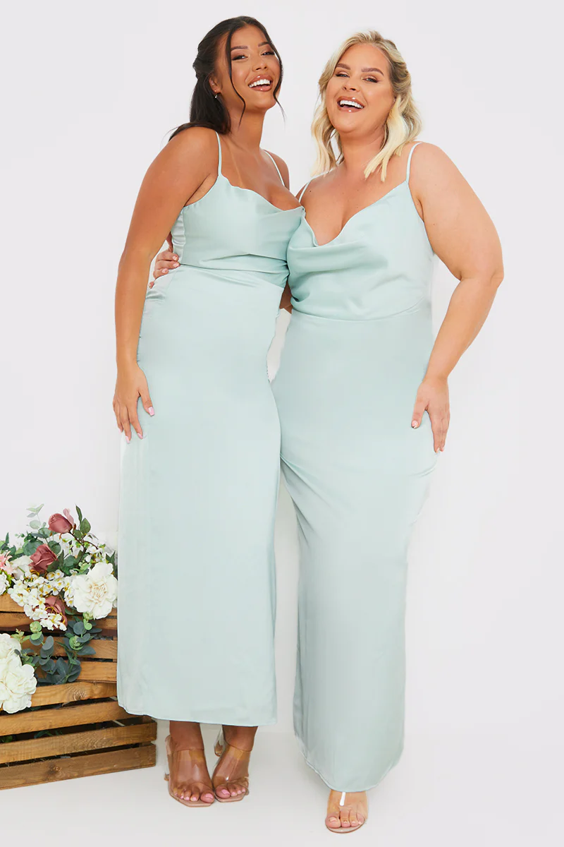 Satin Cowl Neck Maxi Dress - Image 12