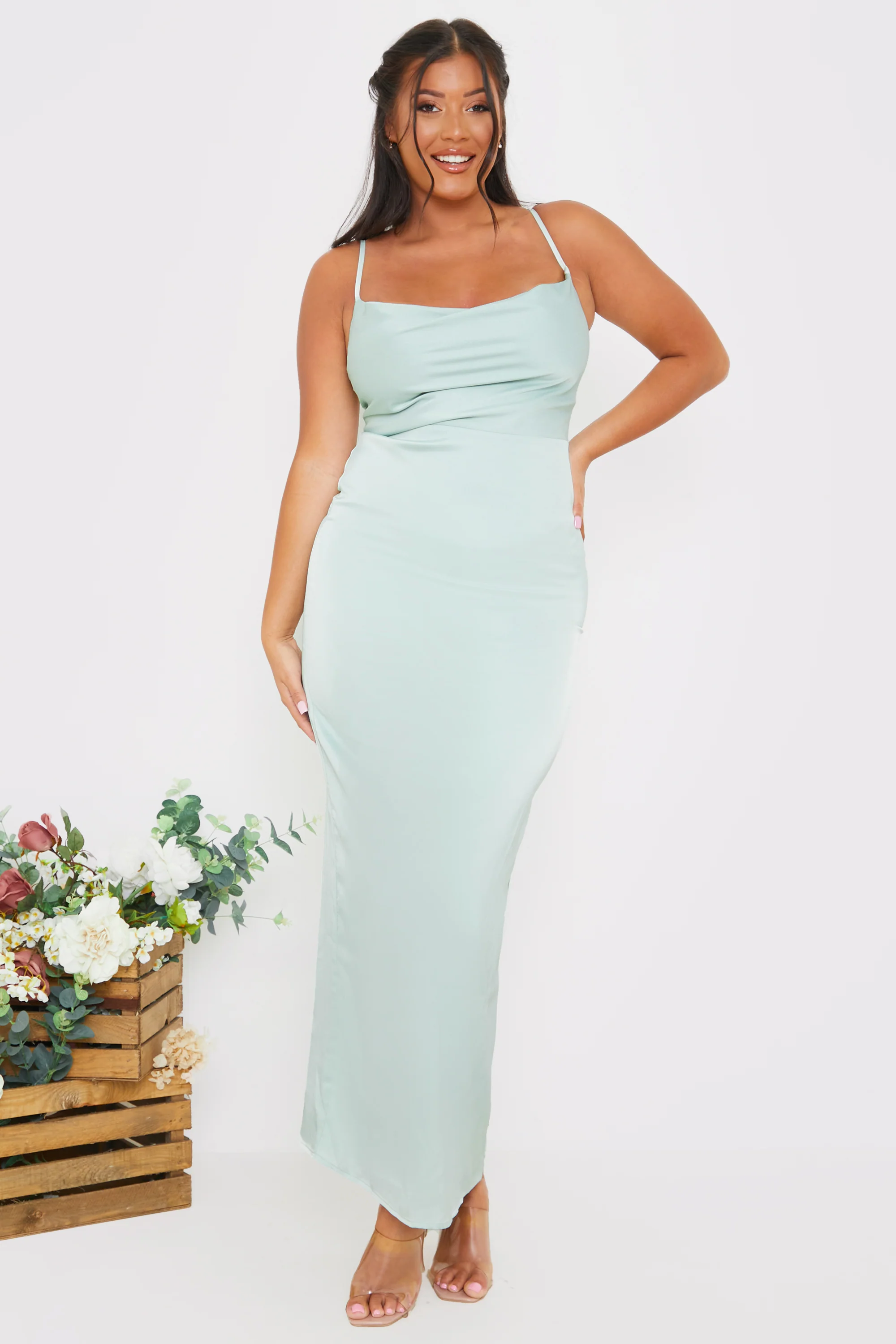 Satin Cowl Neck Maxi Dress - Image 13